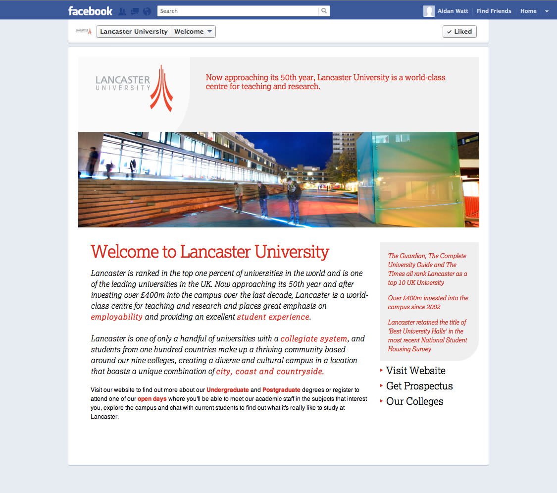 New Custom Facebook Page for Lancaster University