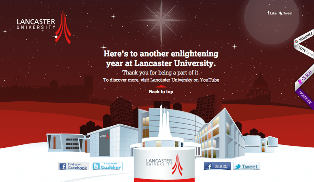 Awards nominations for Lancaster University Christmas Message