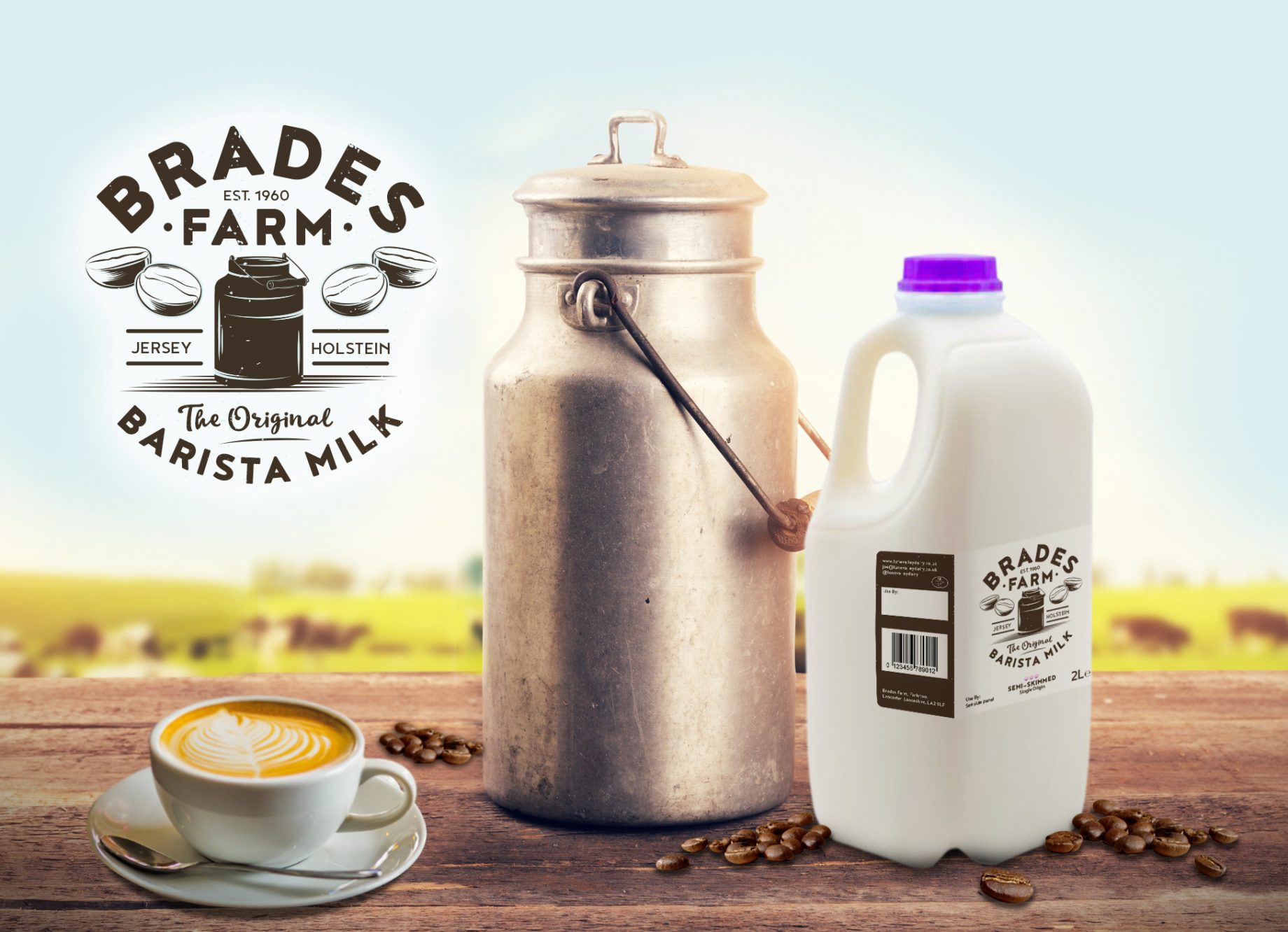 New brand identity for Brades Farm Barista Milk - Hotfoot Design