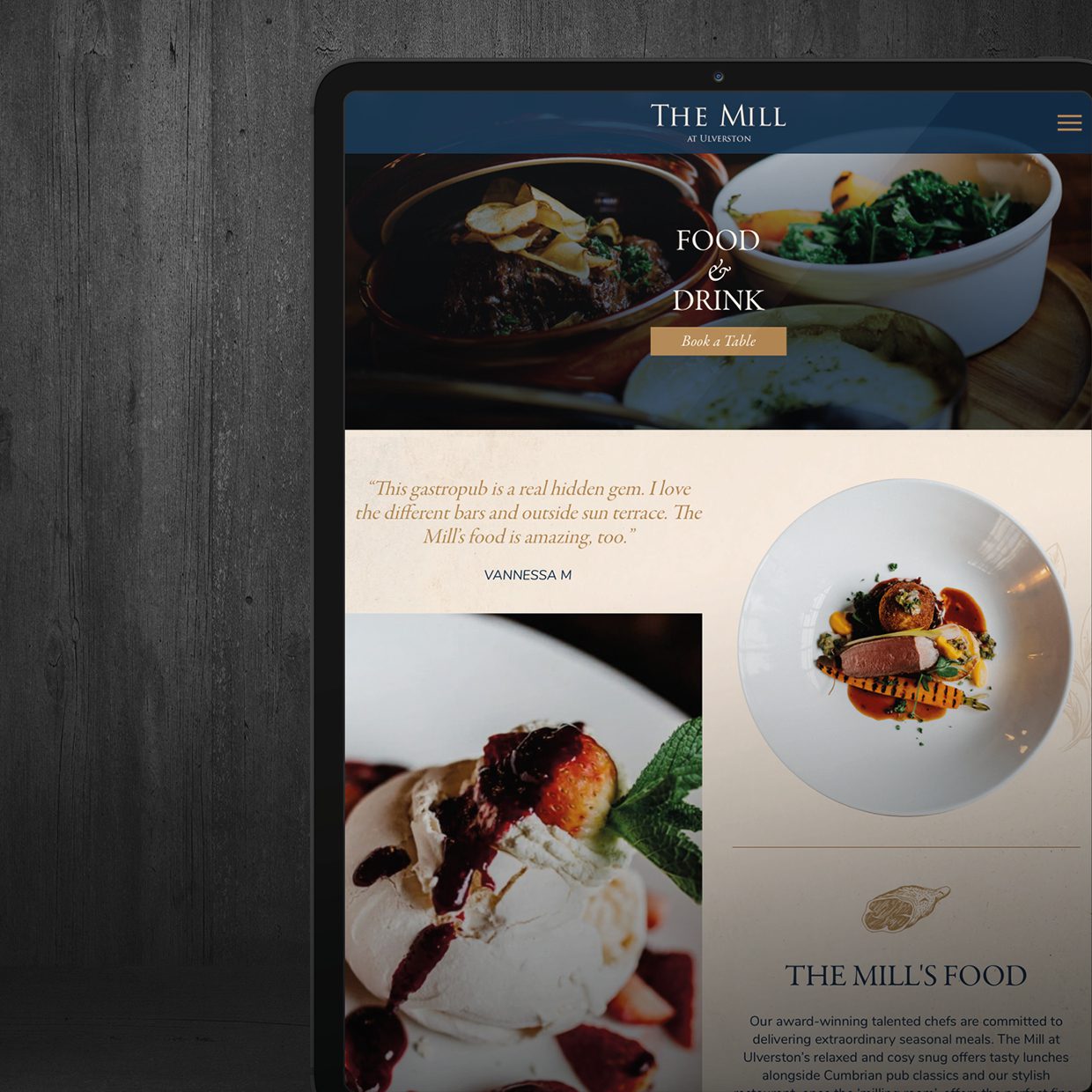 New website design for the Mill at Ulverston gastropub in Cumbria