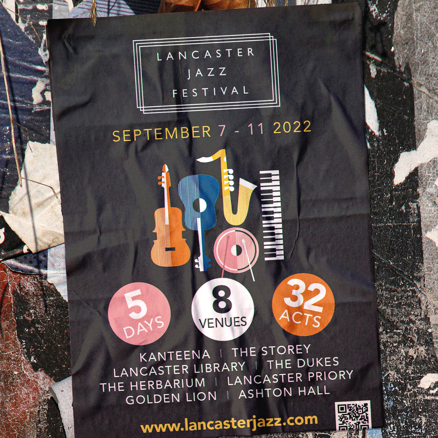 Event guide, posters and merchandise design for Lancaster Jazz Festival