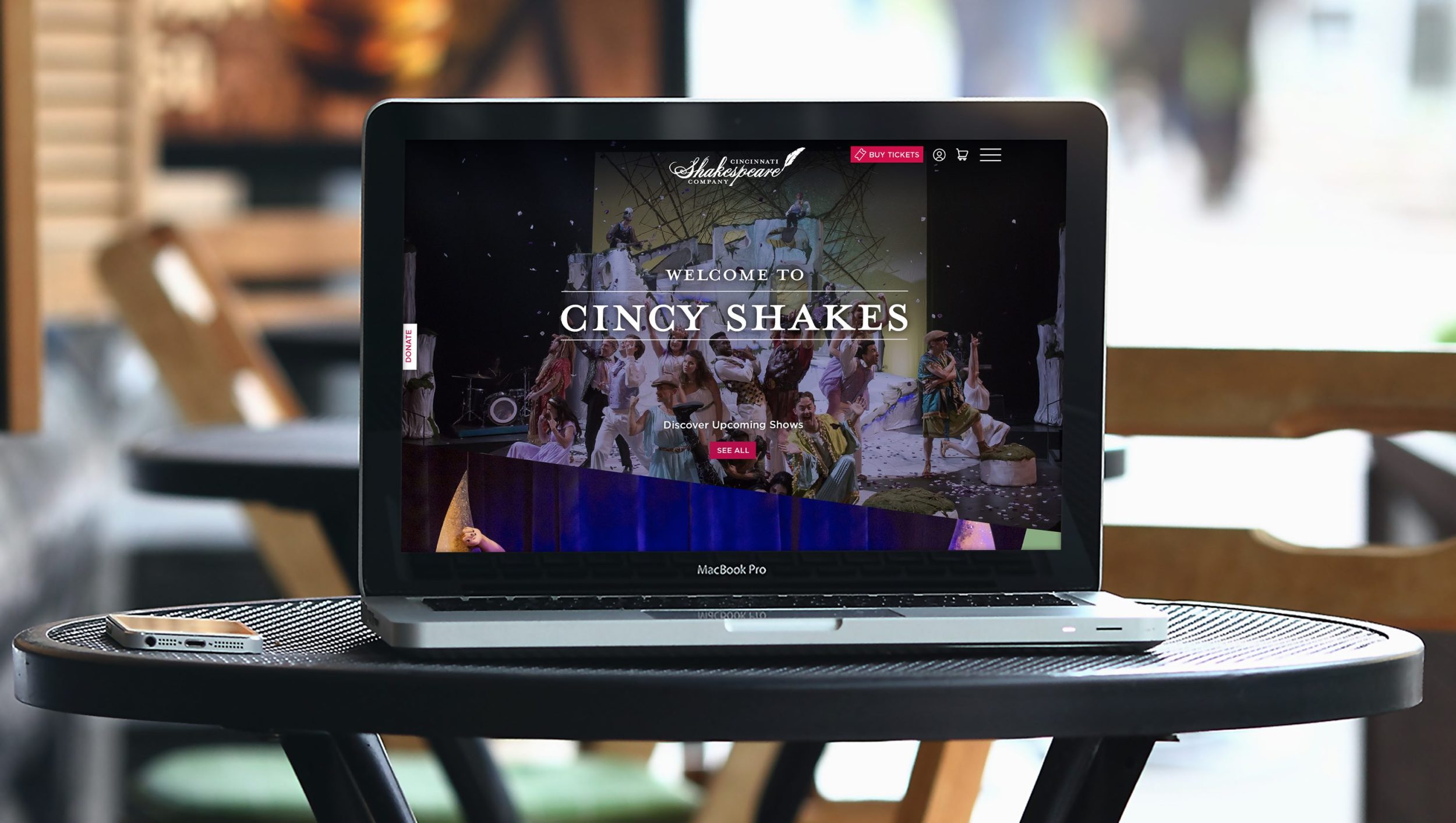 New website design with custom Spektrix integration for Cincinnati Shakespeare Company
